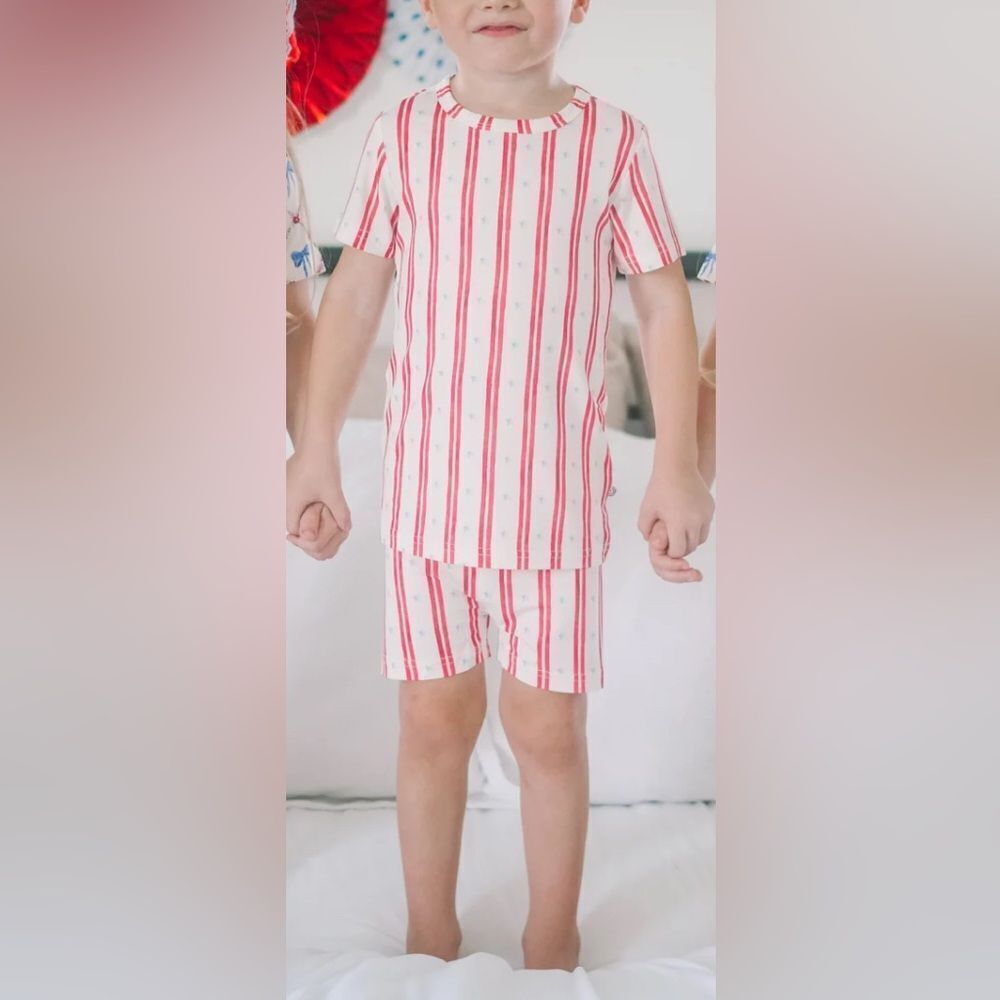 Little Joy Co Stars & Stripes 2pc Bamboo Pajamas Red Size 7/8 NWT IN PACKAGE